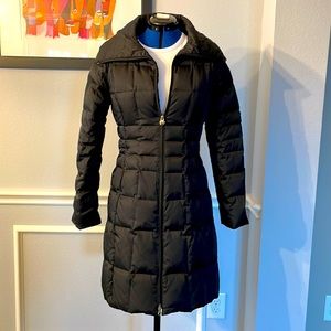 Laundry by Shelli Segal Down/Feather Coat with Faux Fur Tam  in Black Size Small